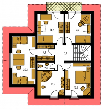 Image miroir | Plan de sol du premier étage - PREMIUM 214